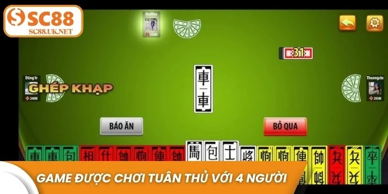 Game được chơi tuân thủ với 4 người, mỗi người nhận 20 quân