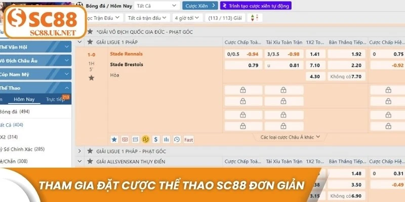 Tham gia đặt cược tại thể thao SC88 đơn giản, tiện lợi chỉ với vài bước