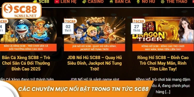 Các chuyên mục nổi bật trong Tin tức SC88